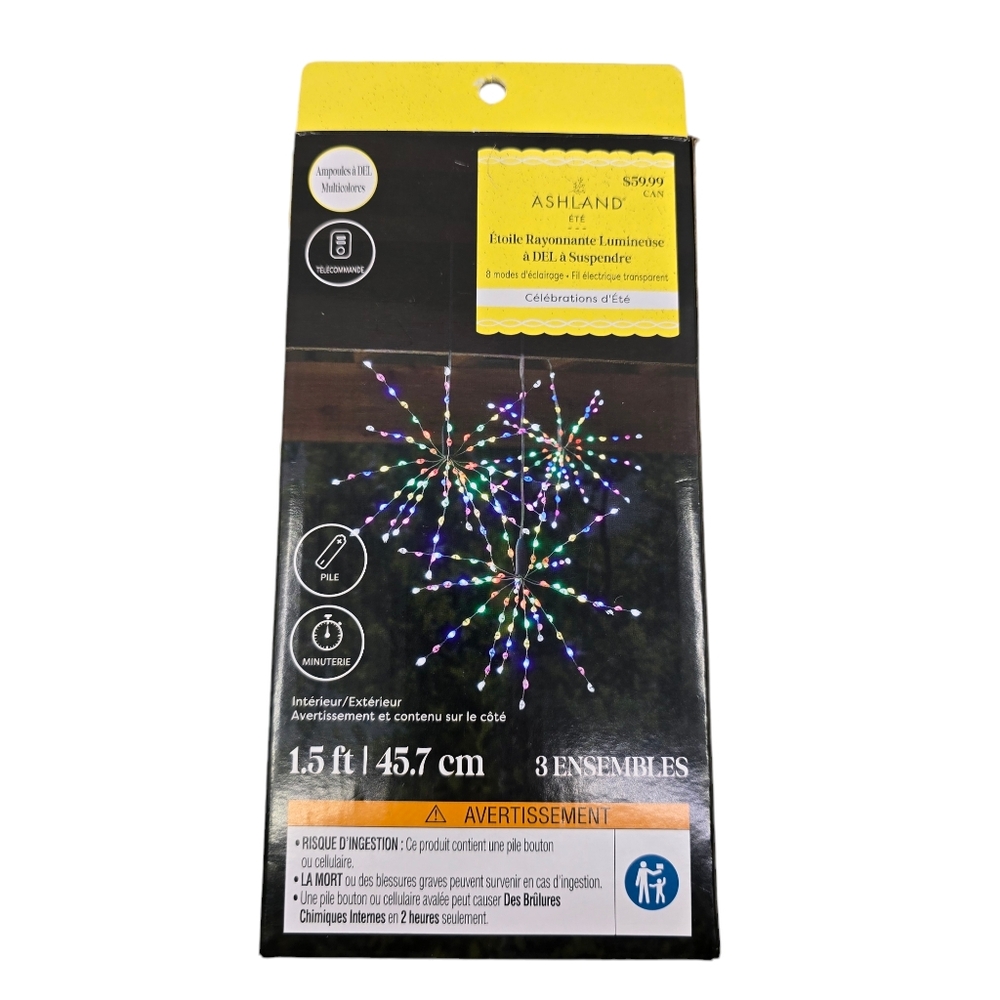 Ashland LED Hanging Starburst Lights 15 ft 3 Sets NEW